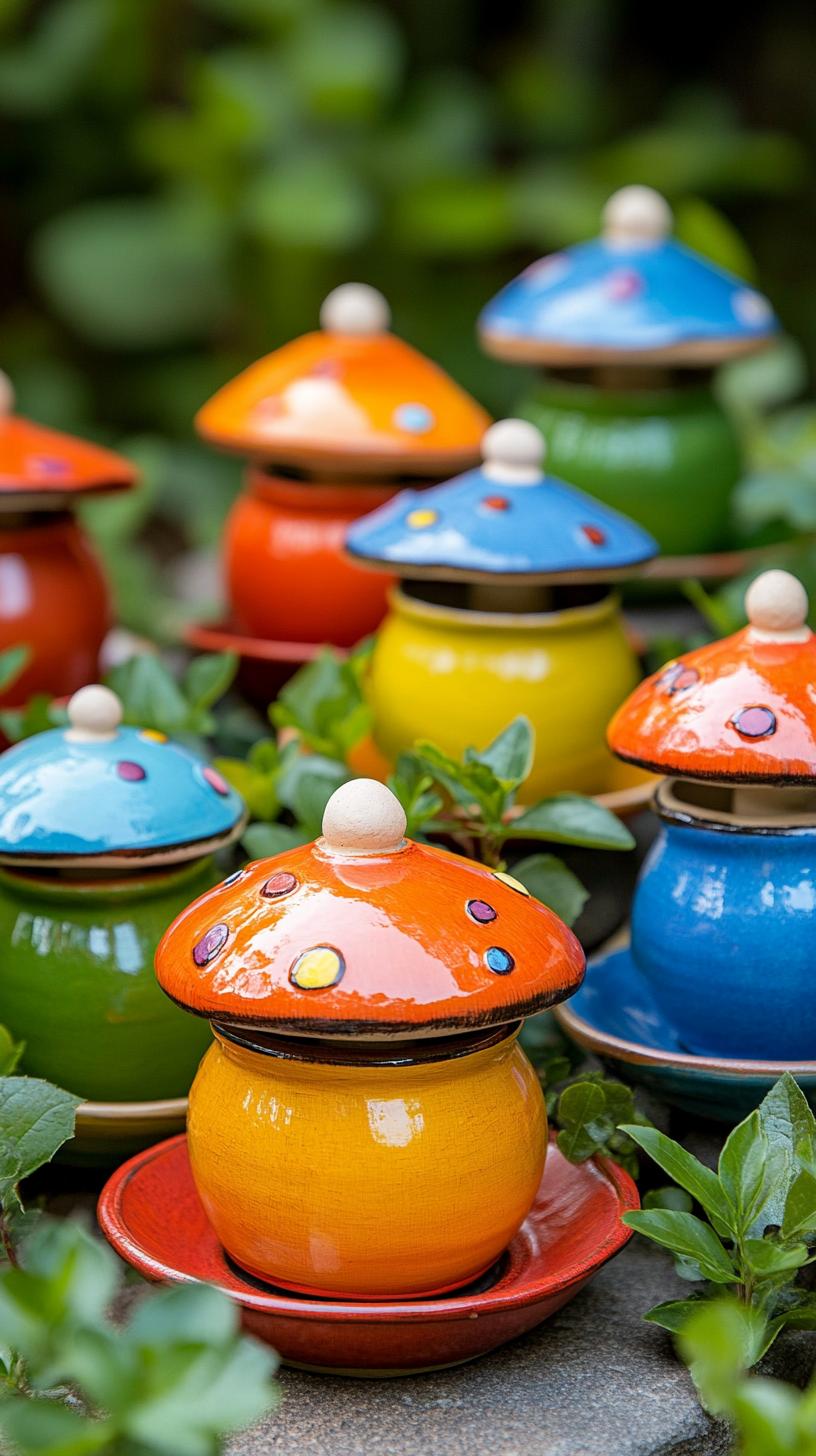 35 Easy Garden Art Crafts Anyone Can Make DIY 19 8. Whimsical mushrooms crafted from clay pots-0