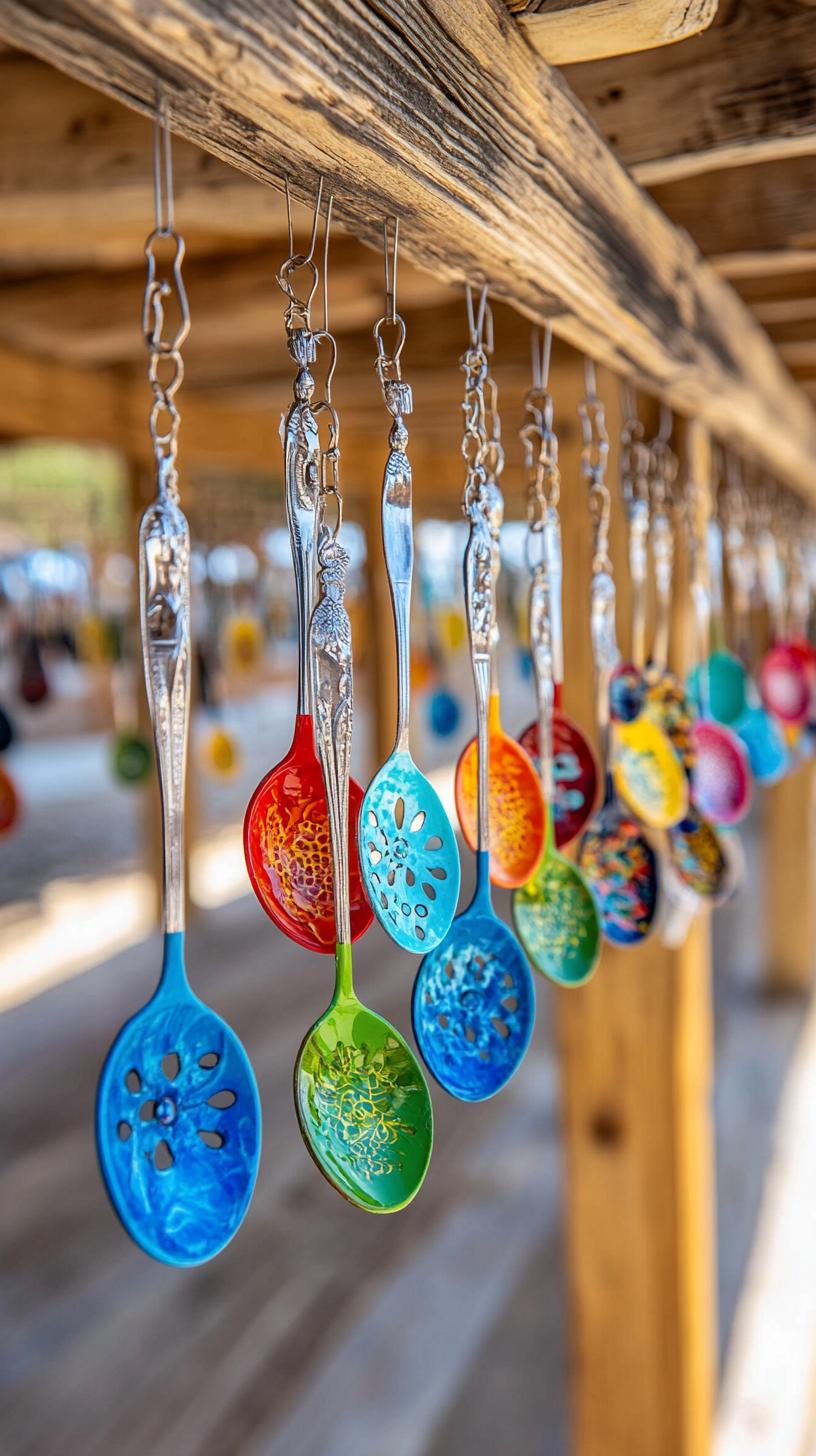 35 Easy Garden Art Crafts Anyone Can Make DIY 23 10. Wind chimes from painted spoons and forks-1