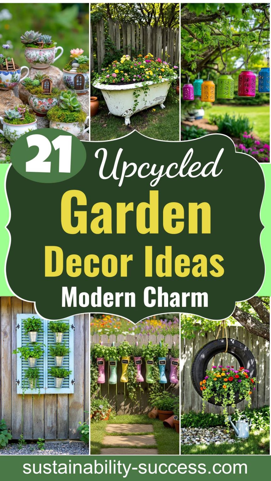 View of 21 Upcycled Garden Decor Ideas with Modern Charm