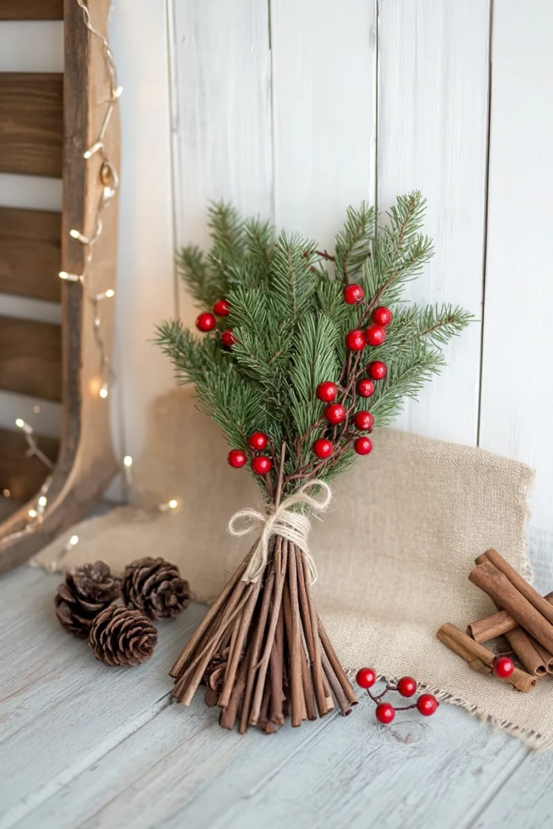 bundle of twigs tied with jute for rustic wall art accent 1