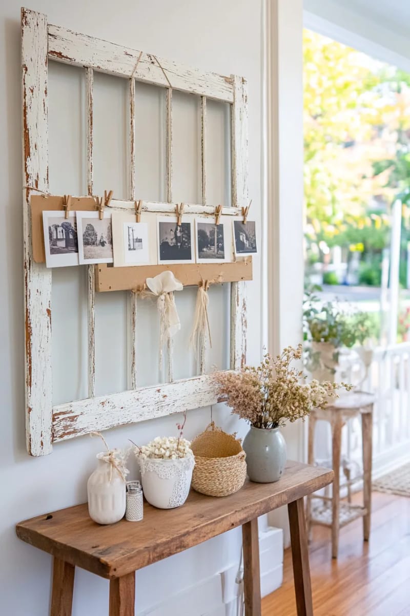 19 Creative Upcycled Home Decor Ideas to Refresh Your Space 9 old window frames converted into shabby chic photo displays 1