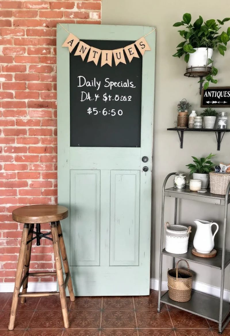 19 Creative Upcycled Home Decor Ideas to Refresh Your Space 31 repurposed cabinet doors as vintage-inspired chalkboard message boards 1
