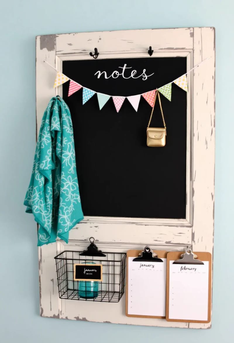 19 Creative Upcycled Home Decor Ideas to Refresh Your Space 32 repurposed cabinet doors as vintage-inspired chalkboard message boards 1