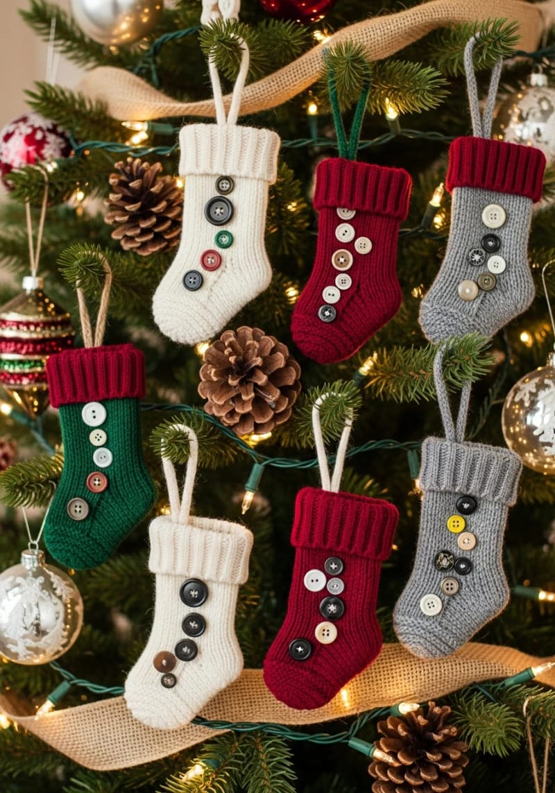 sweater sleeve christmas stockings with button details 1