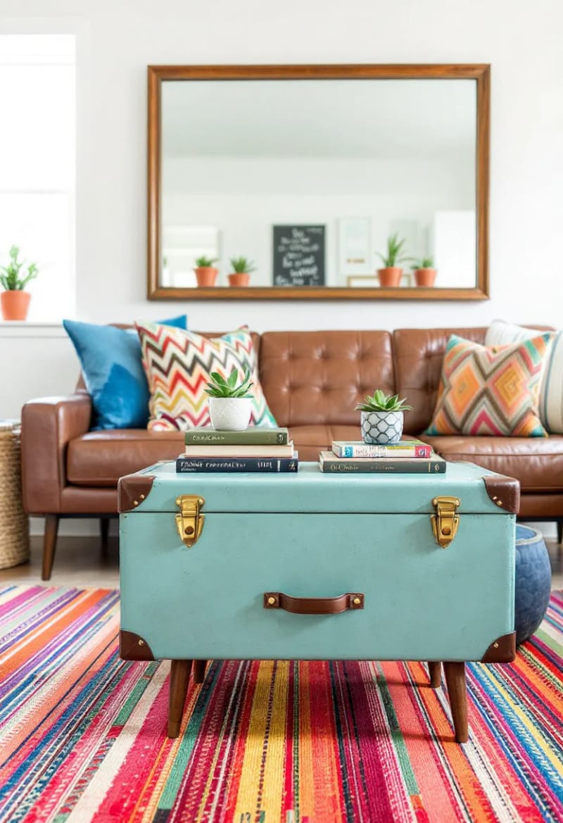 19 Creative Upcycled Home Decor Ideas to Refresh Your Space 4 vintage suitcase repurposed into a quirky side table with storage 1
