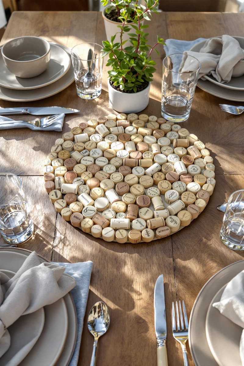 19 Creative Upcycled Home Decor Ideas to Refresh Your Space 43 wine corks assembled into a geometric trivet for the dining table 1