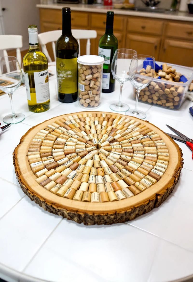19 Creative Upcycled Home Decor Ideas to Refresh Your Space 45 wine corks assembled into a geometric trivet for the dining table 1