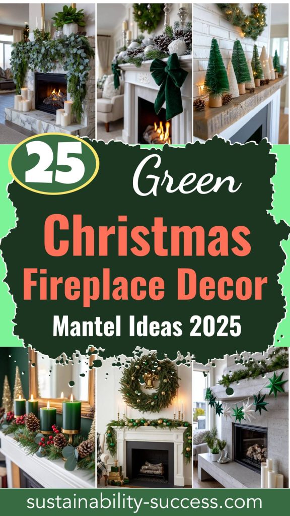 25 Green Christmas Fireplace Decor Ideas for a Fresh and Festive Mantel 2 25 Green Christmas Fireplace Decor Ideas For A Fresh And Festive Mantel