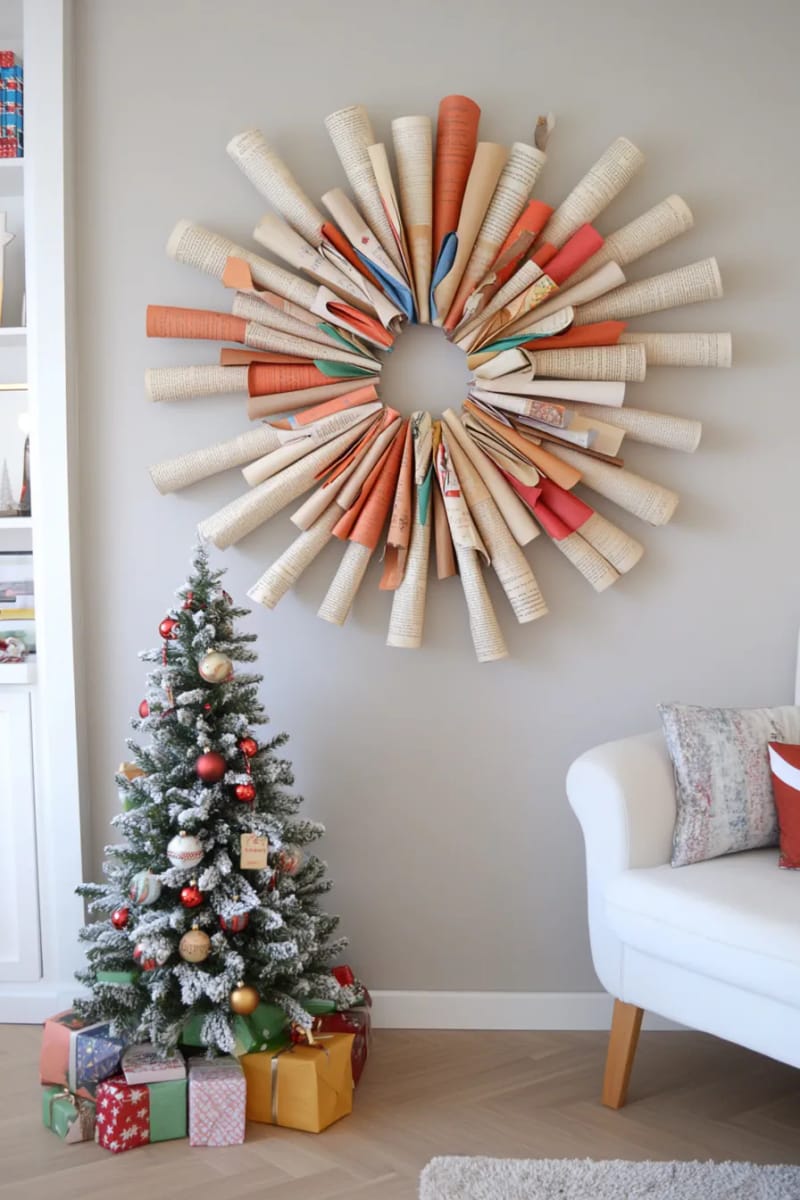 3d paper starburst wall art using recycled book pages 1