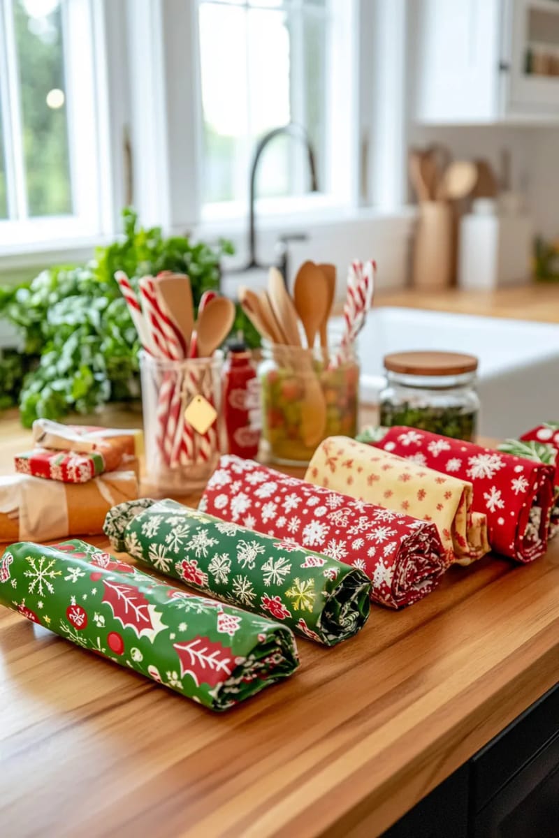 29 Eco-Friendly Christmas Gift Ideas DIY for a Thoughtful Holiday 9 beeswax food wraps in holiday patterns for zero waste kitchens 1