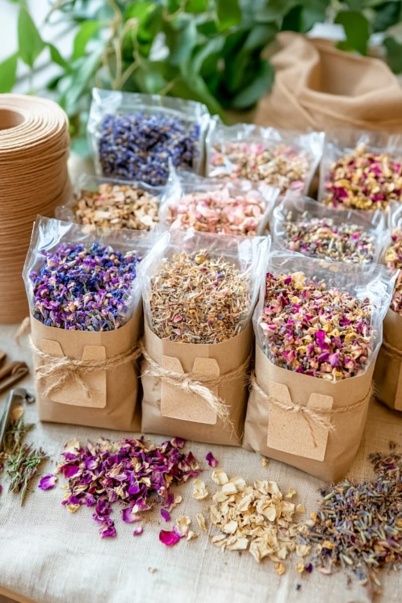 29 Eco-Friendly Christmas Gift Ideas DIY for a Thoughtful Holiday 49 biodegradable confetti pouches with dried flower petals 1