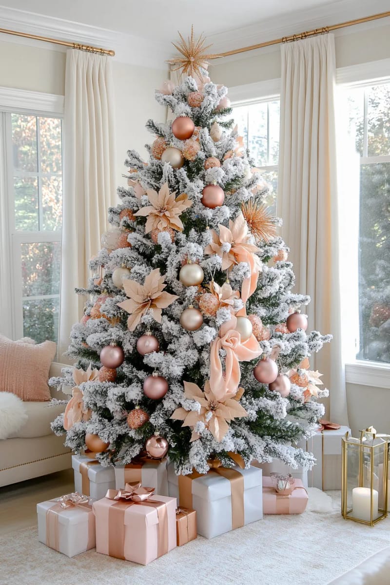 23 Elegant Christmas Decor Ideas You’ve Never Seen Before 32 blush and rose gold ornaments for a soft, romantic tree palette 1