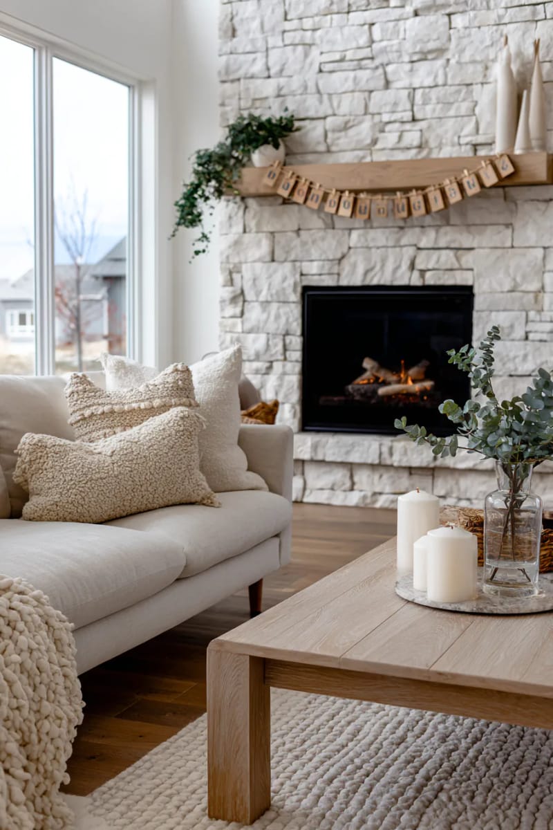 31 Elegant Minimalist Christmas Decor Ideas to Inspire 43 brown kraft paper advent calendar bags clipped to a twine garland 1