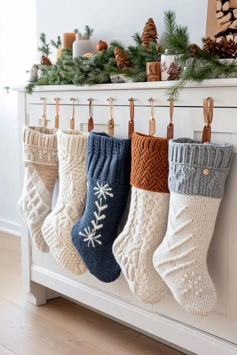 cozy knitted stockings in muted scandi color palettes 1