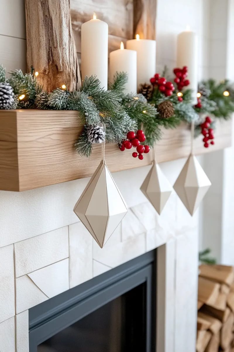 diamond-shaped scandinavian paper pendants for tree or mantel 1