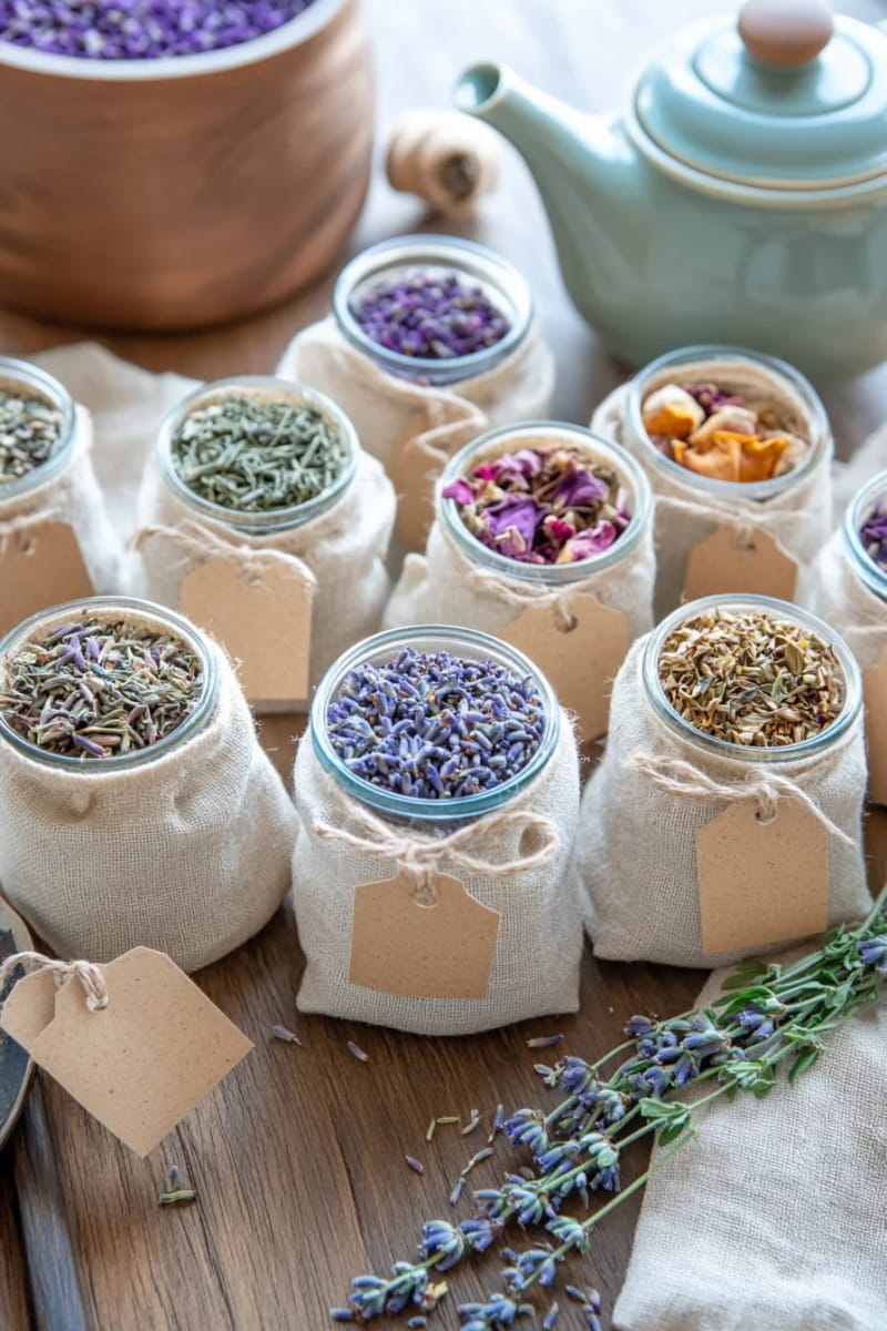 29 Eco-Friendly Christmas Gift Ideas DIY for a Thoughtful Holiday 51 diy herbal tea blends packaged in reusable muslin bags 1