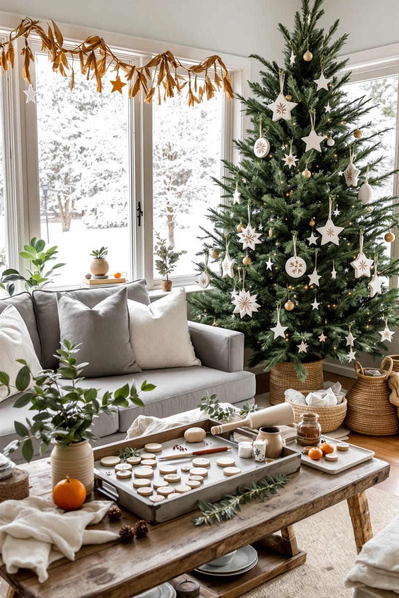 eco-friendly ornaments from salt dough and stamped botanical designs 1