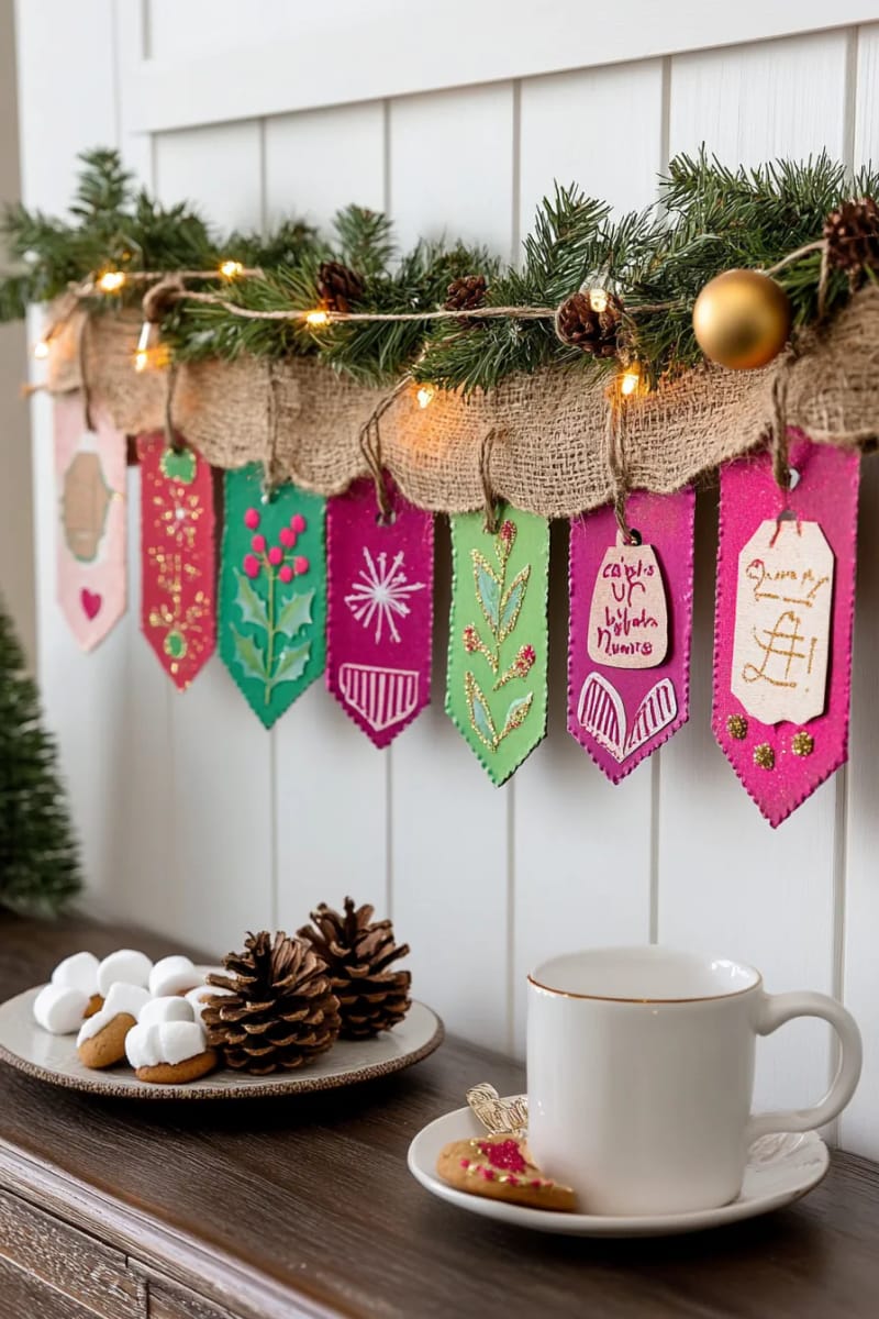 29 Upcycled Christmas Crafts For Unique Holiday DIY Projects 16 festive garland made from recycled greeting cards and twine 1