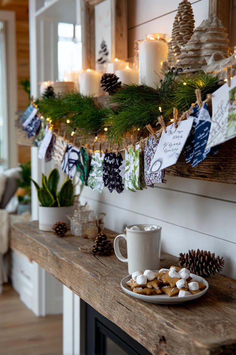 29 Upcycled Christmas Crafts For Unique Holiday DIY Projects 18 festive garland made from recycled greeting cards and twine 1