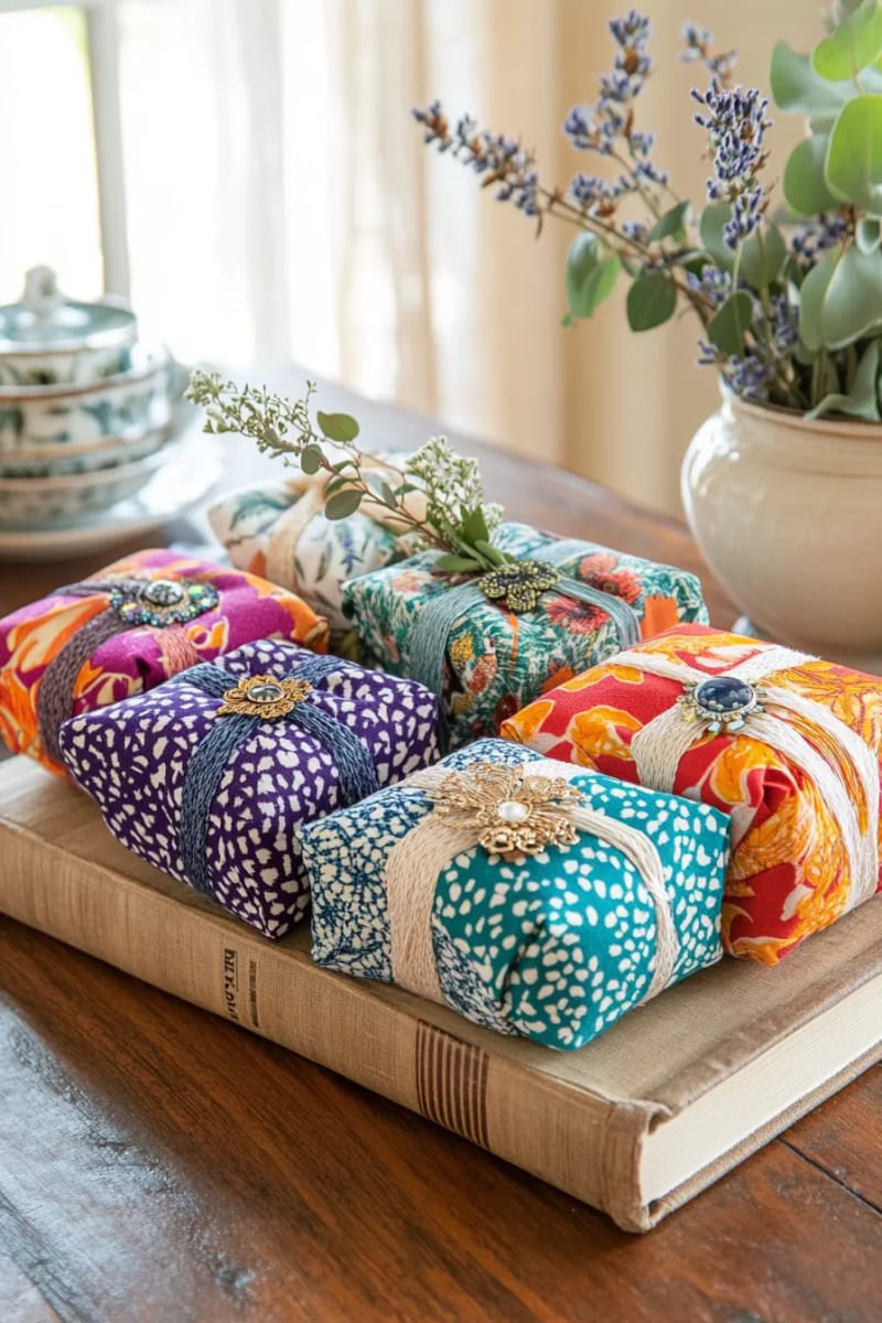 29 Eco-Friendly Christmas Gift Ideas DIY for a Thoughtful Holiday 15 furoshiki fabric wraps using thrift store scarves for unique gift packaging 1