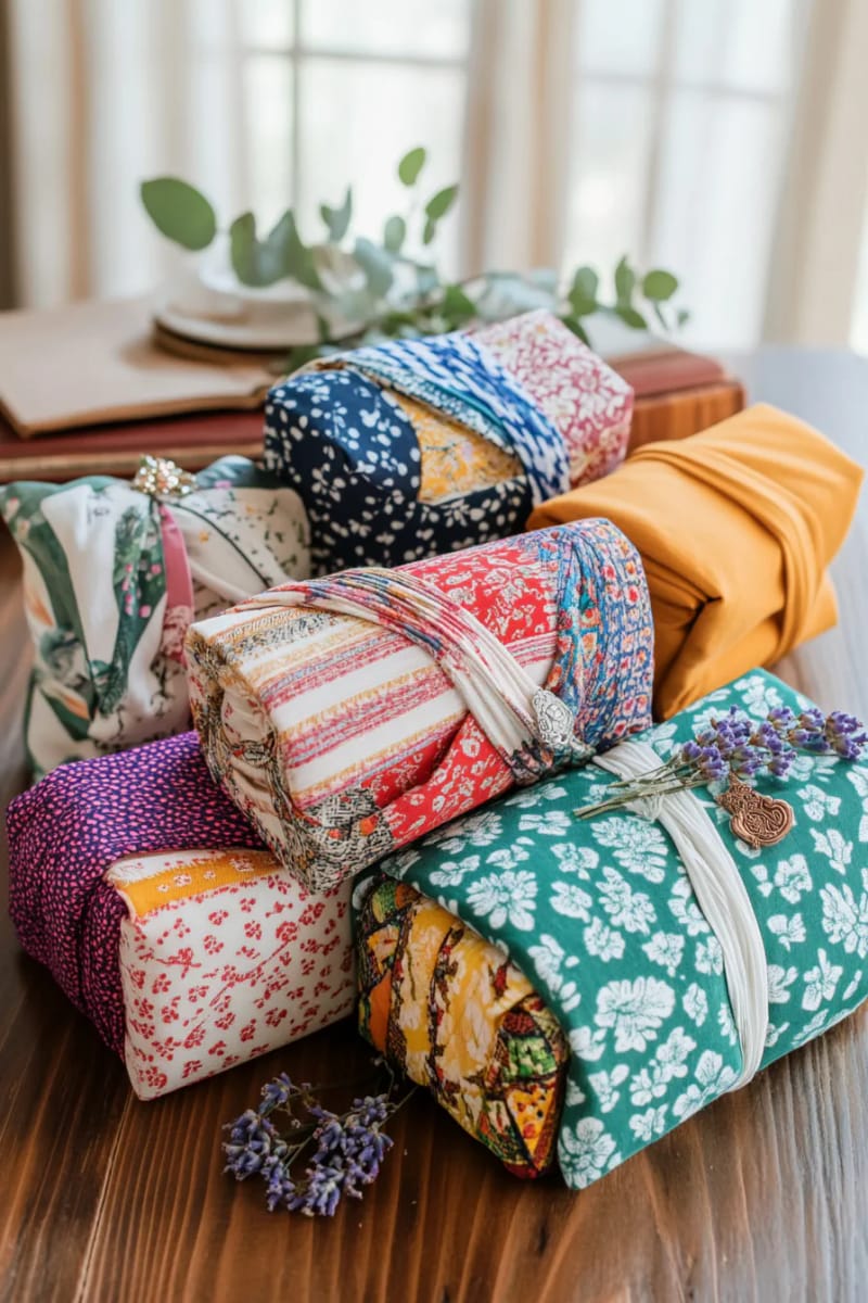 29 Eco-Friendly Christmas Gift Ideas DIY for a Thoughtful Holiday 16 furoshiki fabric wraps using thrift store scarves for unique gift packaging 1
