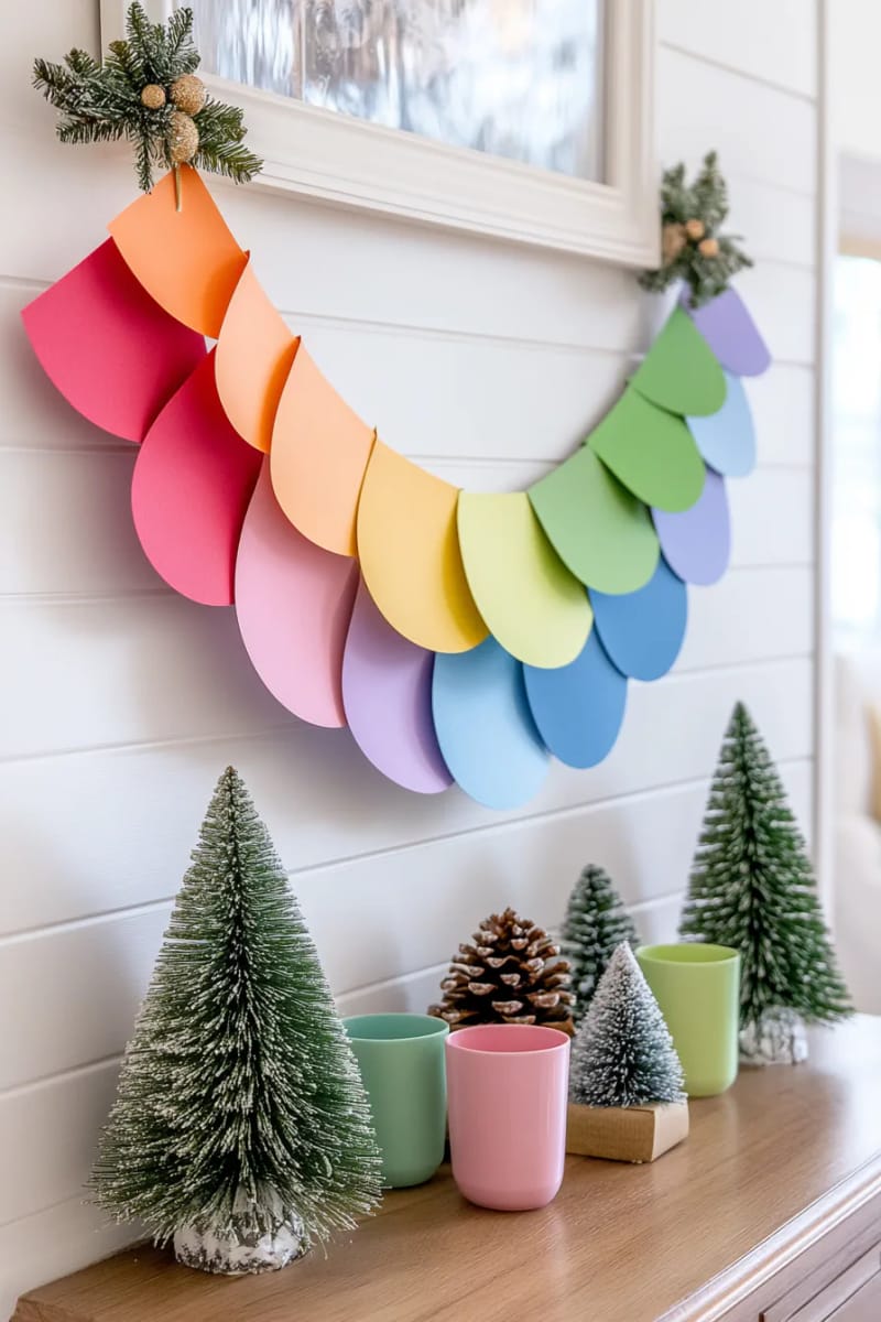 half-circle paper garland in rainbow colors for a playful look 1