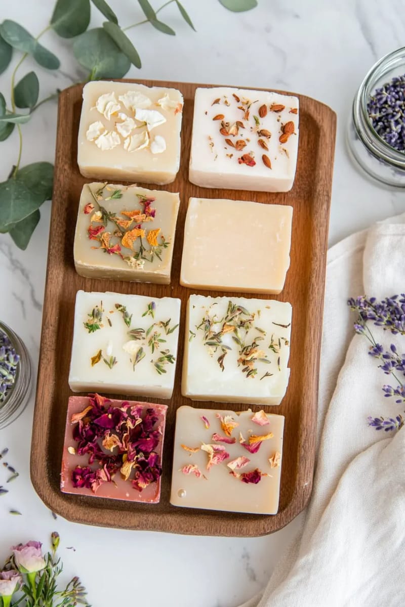 29 Eco-Friendly Christmas Gift Ideas DIY for a Thoughtful Holiday 43 hand-poured vegan soap bars decorated with dried botanicals 1