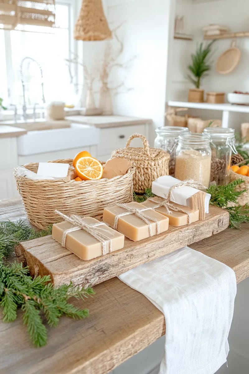 hand-poured vegan soap bars in recycled cardboard sleeves 1