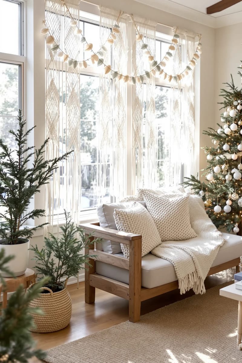 handmade macramé garlands draped over windows 1