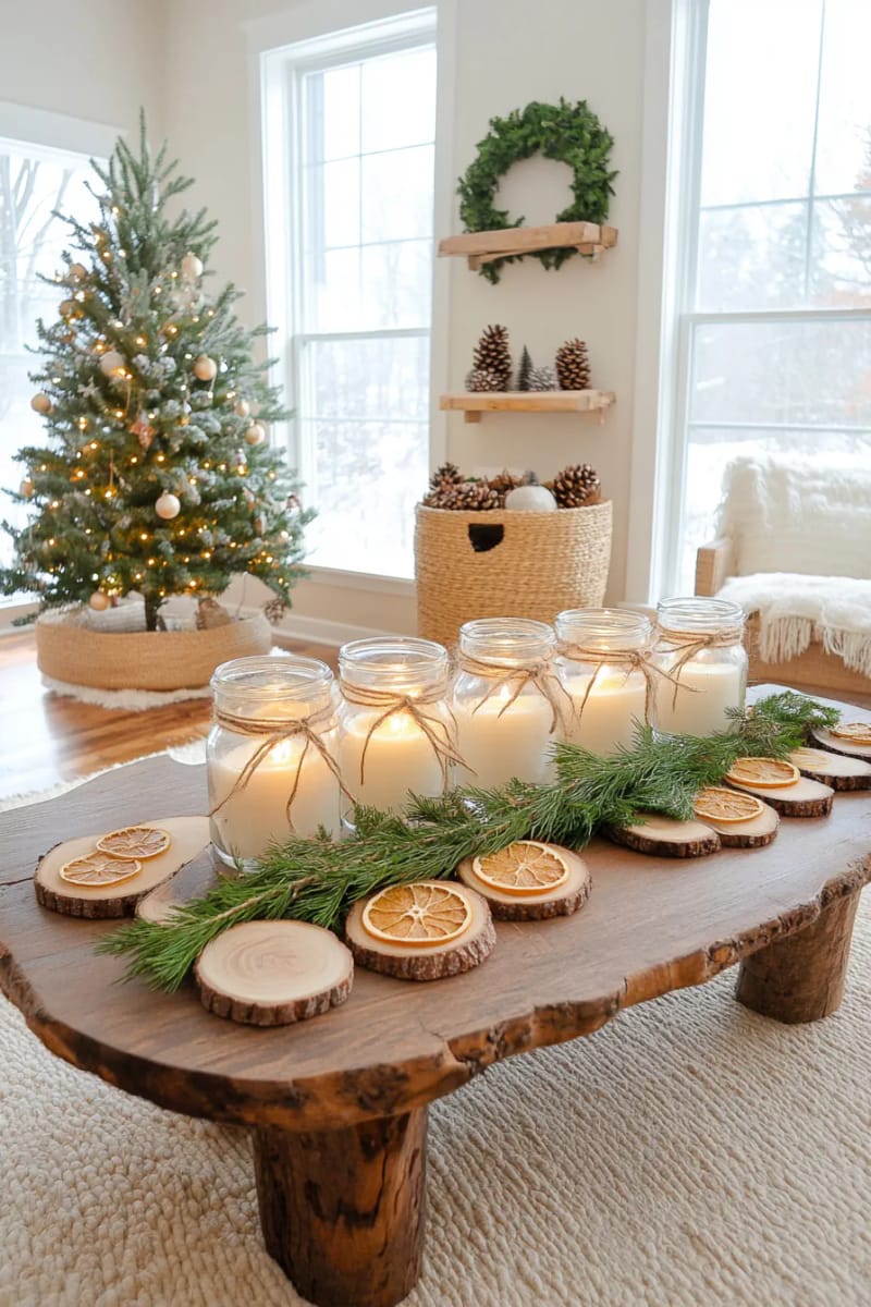 29 Eco-Friendly Christmas Gift Ideas DIY for a Thoughtful Holiday 10 handmade soy candles in repurposed glass jars with pine sprig accents 1