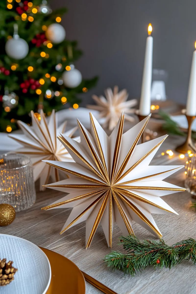 intricate folded starburst centerpiece with gold foil accents 1