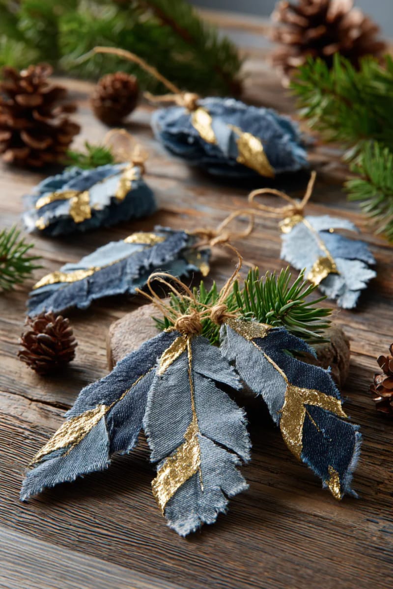 jean feather ornaments painted with silver and gold for a frosty look 1