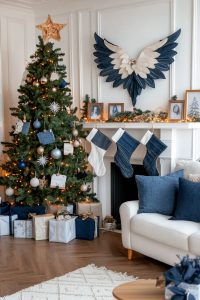 layered denim angel wings for unique tree or wall decorations 58