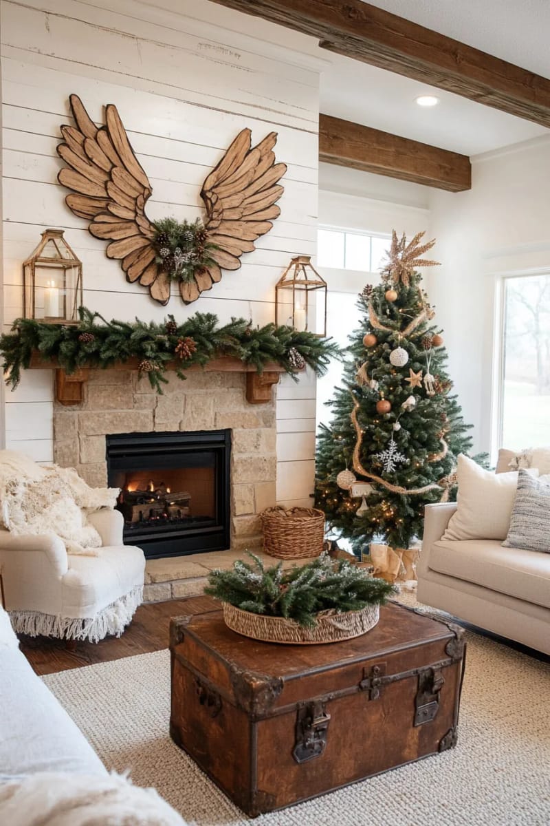 layered denim angel wings for unique tree or wall decorations 1