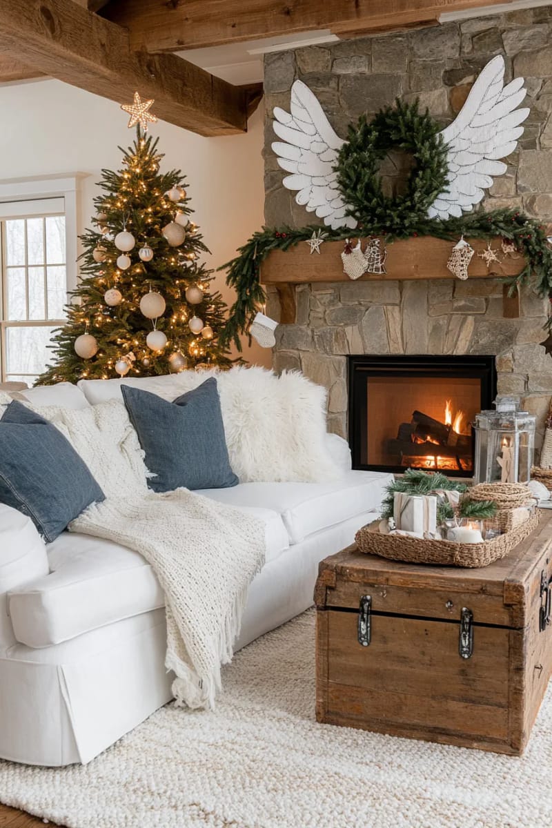 layered denim angel wings for unique tree or wall decorations 1