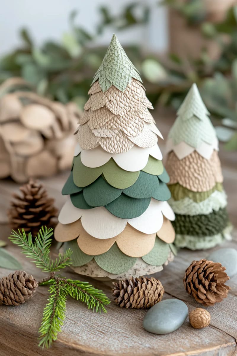 layered paper tree cones with nature-inspired textured edges 1