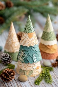 layered paper tree cones with nature-inspired textured edges 30