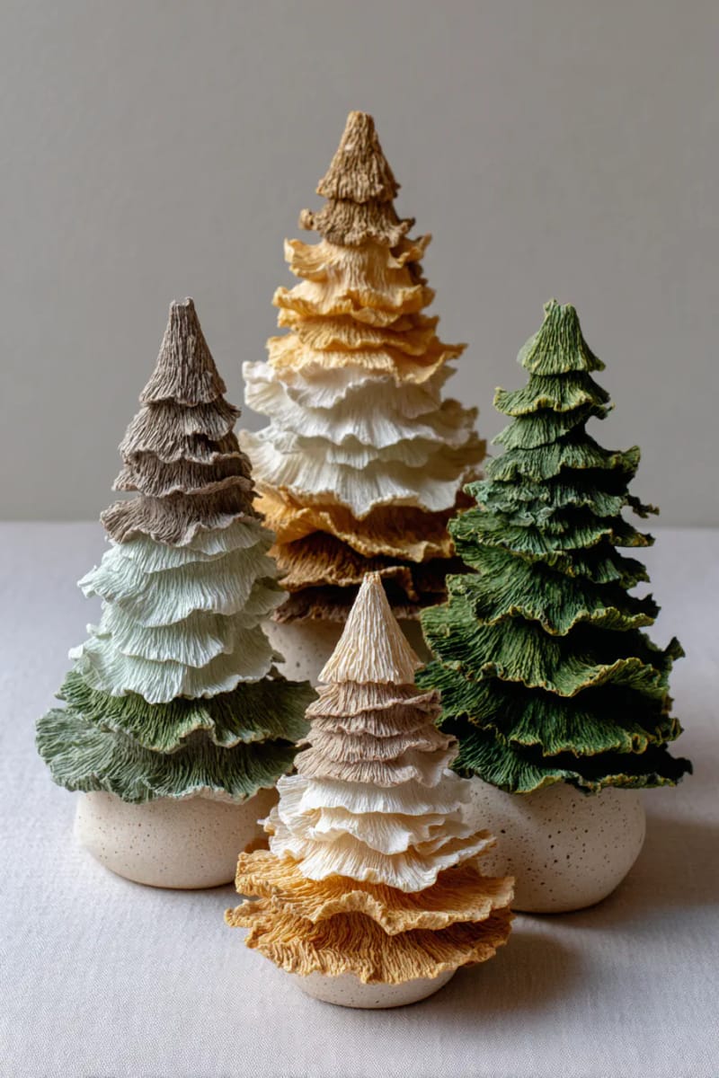 layered paper tree cones with nature-inspired textured edges 1