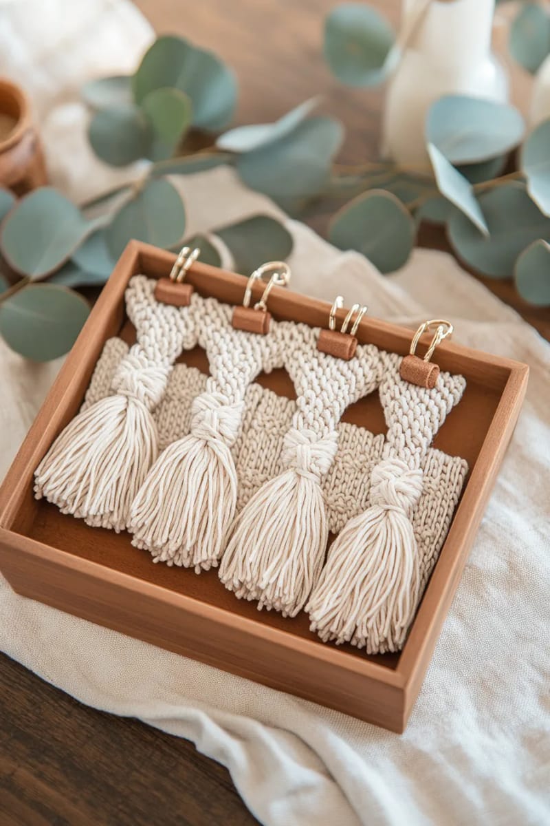 macramé keychains made from organic cotton cord 1