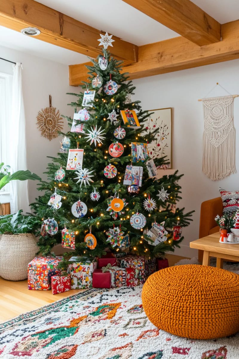 29 Upcycled Christmas Crafts For Unique Holiday DIY Projects 36 magazine page starburst ornaments for a boho tree vibe 1