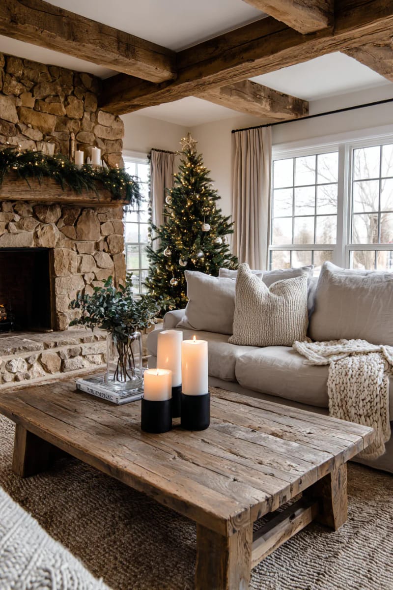 31 Elegant Minimalist Christmas Decor Ideas to Inspire 22 matte black candle holders with ivory candles for a sophisticated vibe 1