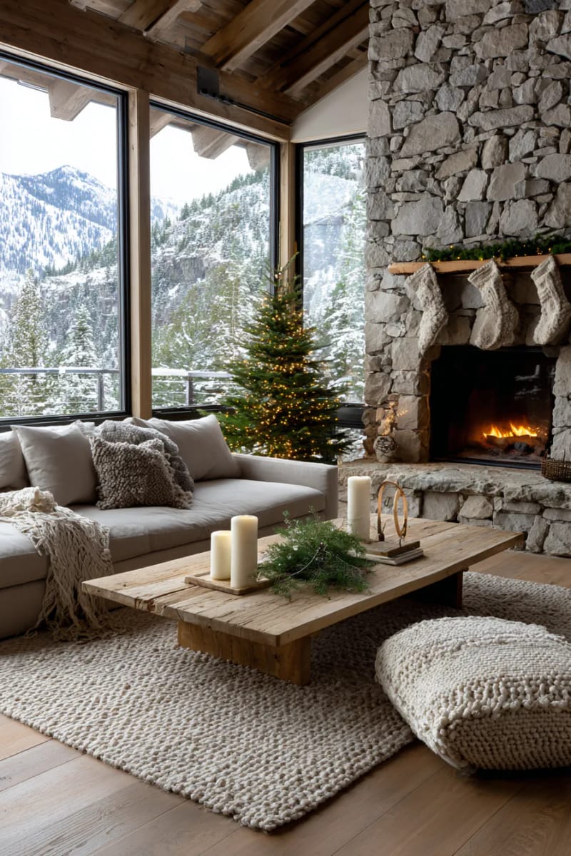 31 Elegant Minimalist Christmas Decor Ideas to Inspire 62 natural linen stockings hung from a sleek wooden dowel 1