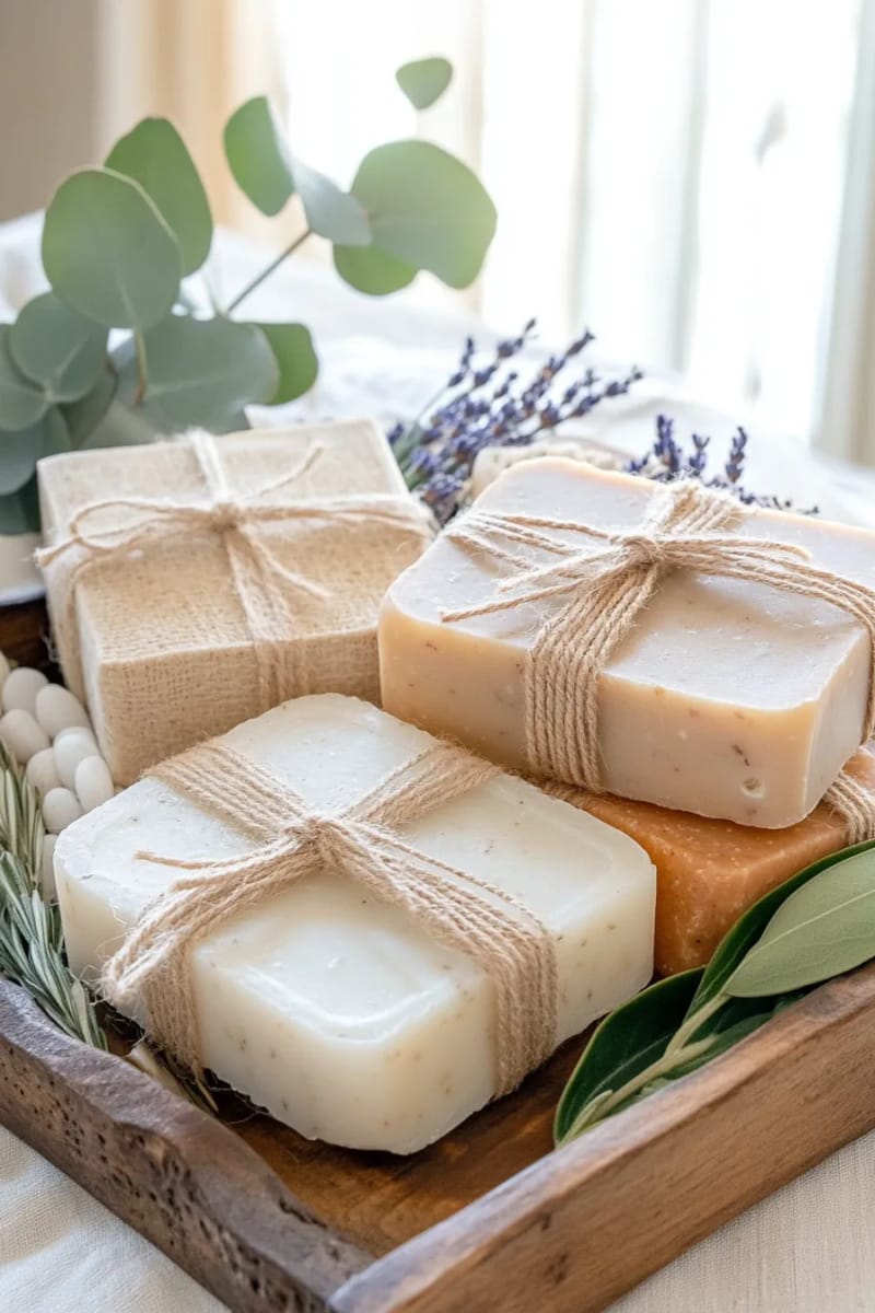 natural soap bars wrapped in linen and jute string 1