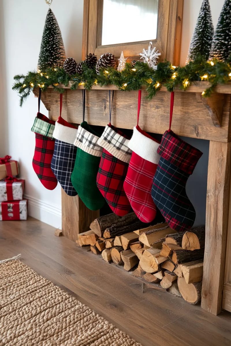 old flannel shirts turned into cozy christmas stockings 1