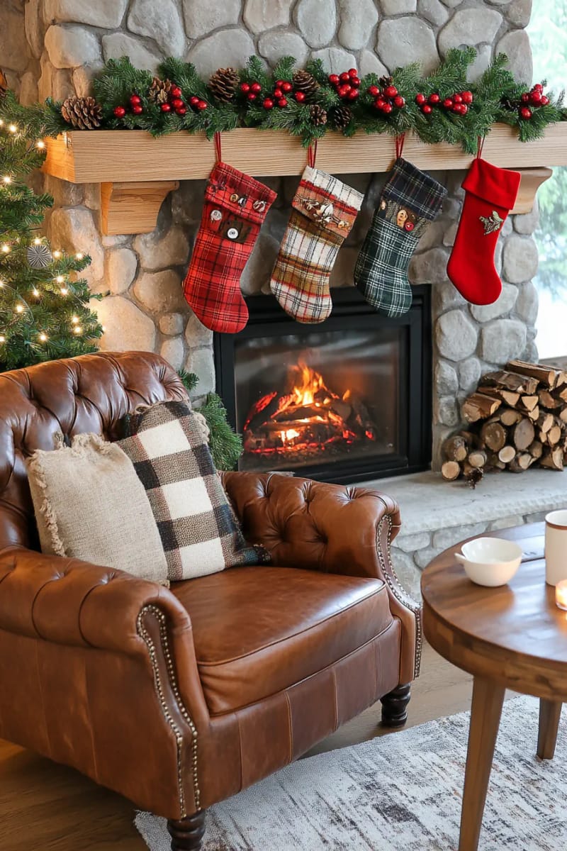 old flannel shirts turned into cozy christmas stockings 1