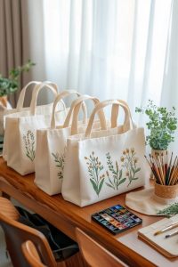 organic cotton tote bags decorated with hand-painted botanical motifs 3