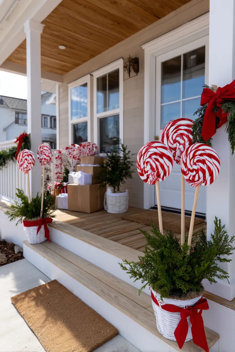 oversized homemade peppermint lollipops from painted paper plates 1