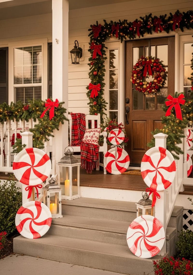 oversized homemade peppermint lollipops from painted paper plates 1