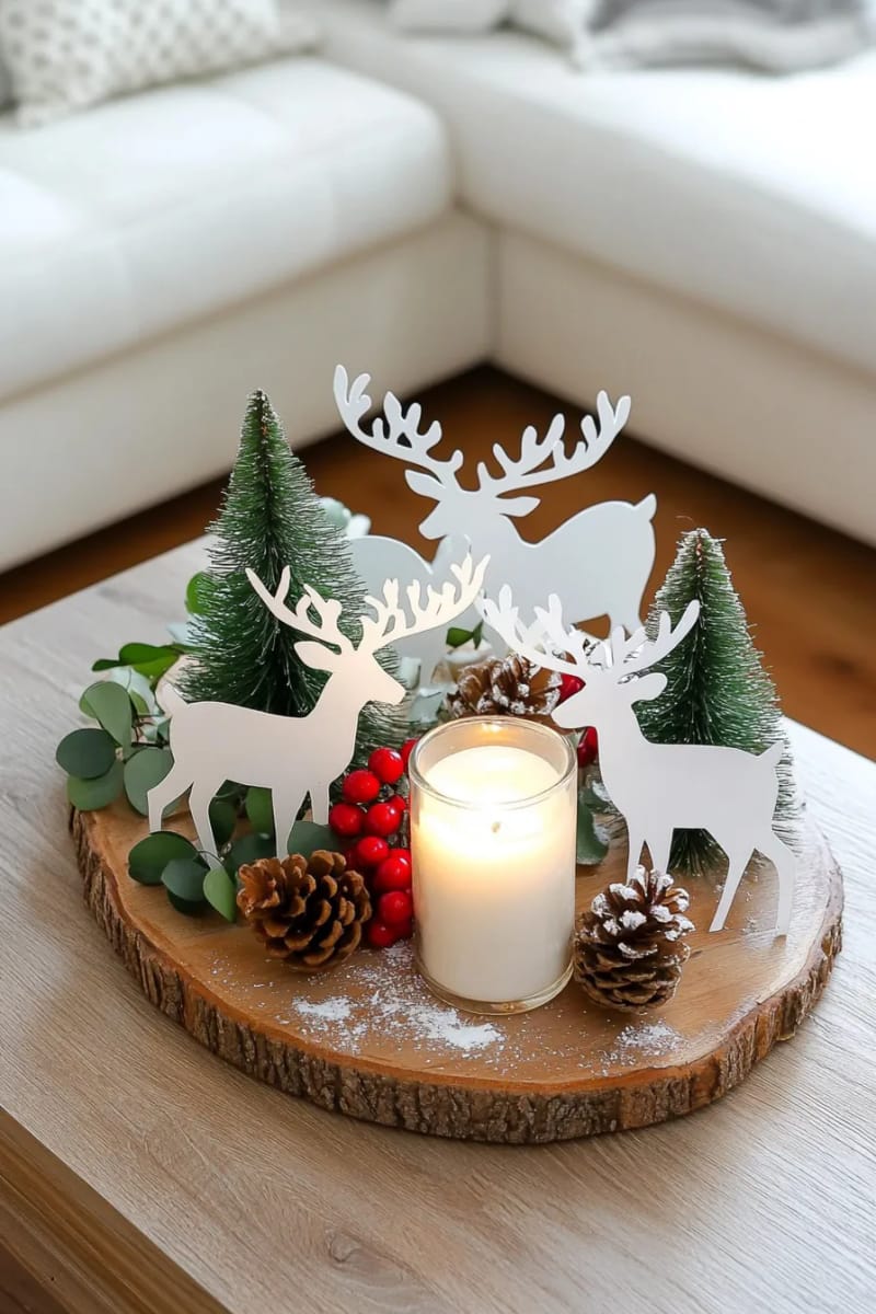 paper cut-out reindeer parade for whimsical mantel or center table styling 1