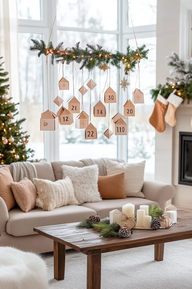 paper gift box advent calendar with unique folded shapes 1